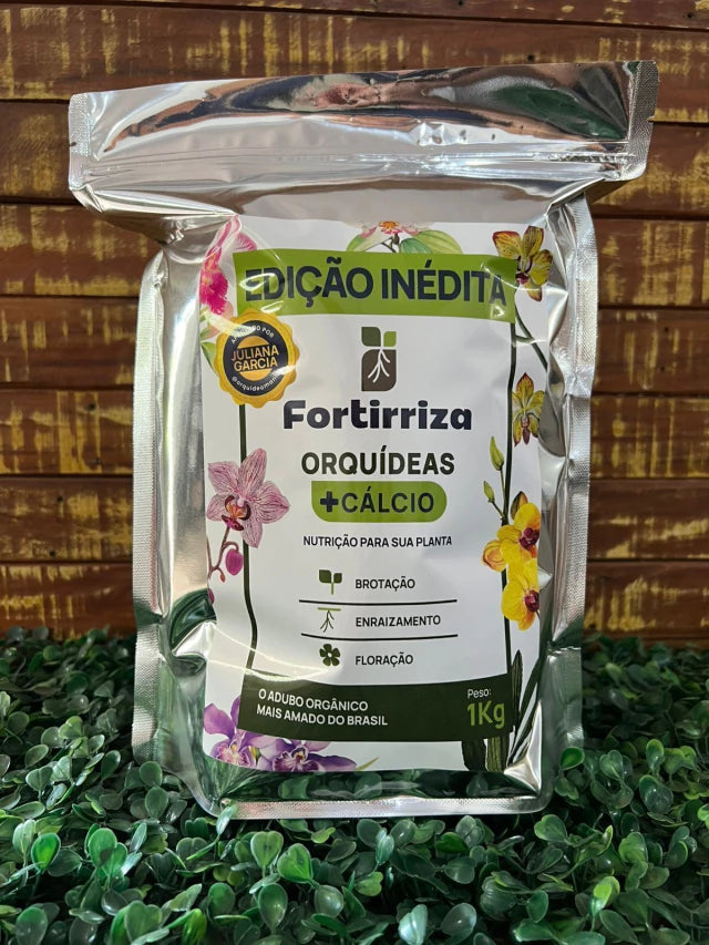 Adubo Orgânico Fortirriza + CÁLCIO 1 Kg – Raízes Fortes, Vegetal Saudável | Ideal para Orquídeas com Raízes Aéreas