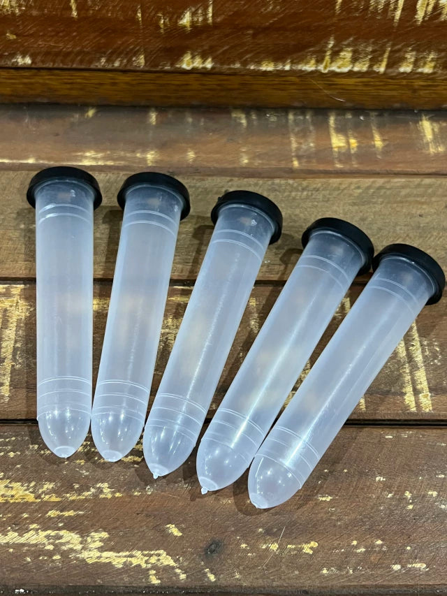 Tubete Transparente com Tampa (5 unidades) – Hidratação para Raízes Expostas em Clima Seco ou Viagens